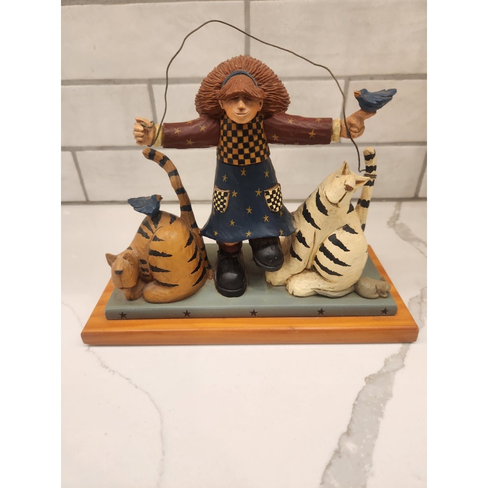 WilliRaye Studio Best Friends Figurine Girl Jumping Rope with Cats WW1313 7" S15